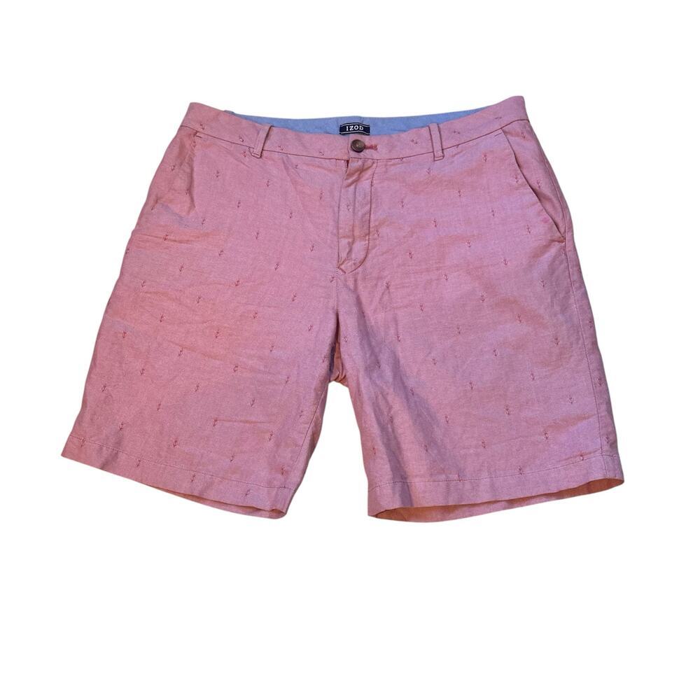 IZOD Men's Pink Oxford Shorts w/ Nautical Anchors Size 34